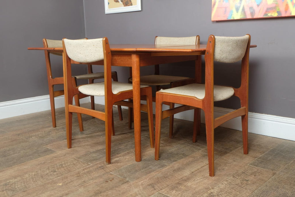 Vintage Retro Small Danish Teak Dining Table and 4 Chairs by AM Mobler