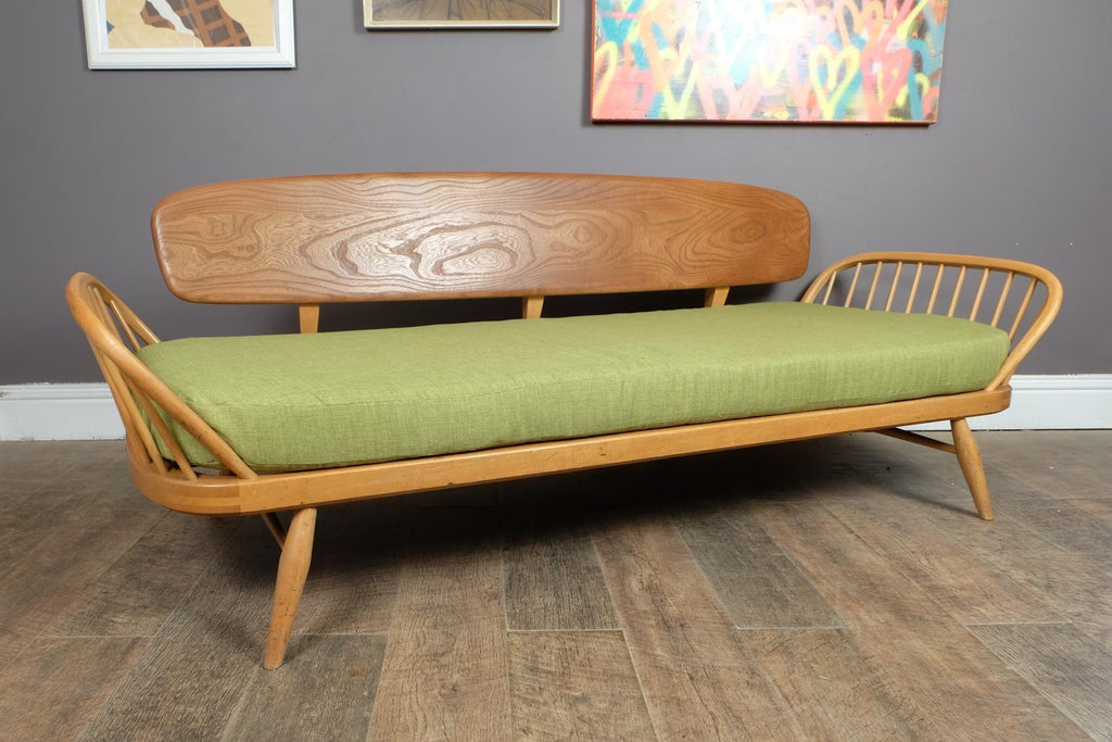 Vintage Retro Ercol Light Elm Studio Couch Day Bed