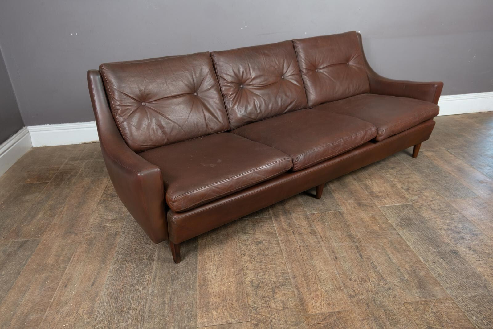 Vintage Georg Thams Vejen Brown Leather Sofa
