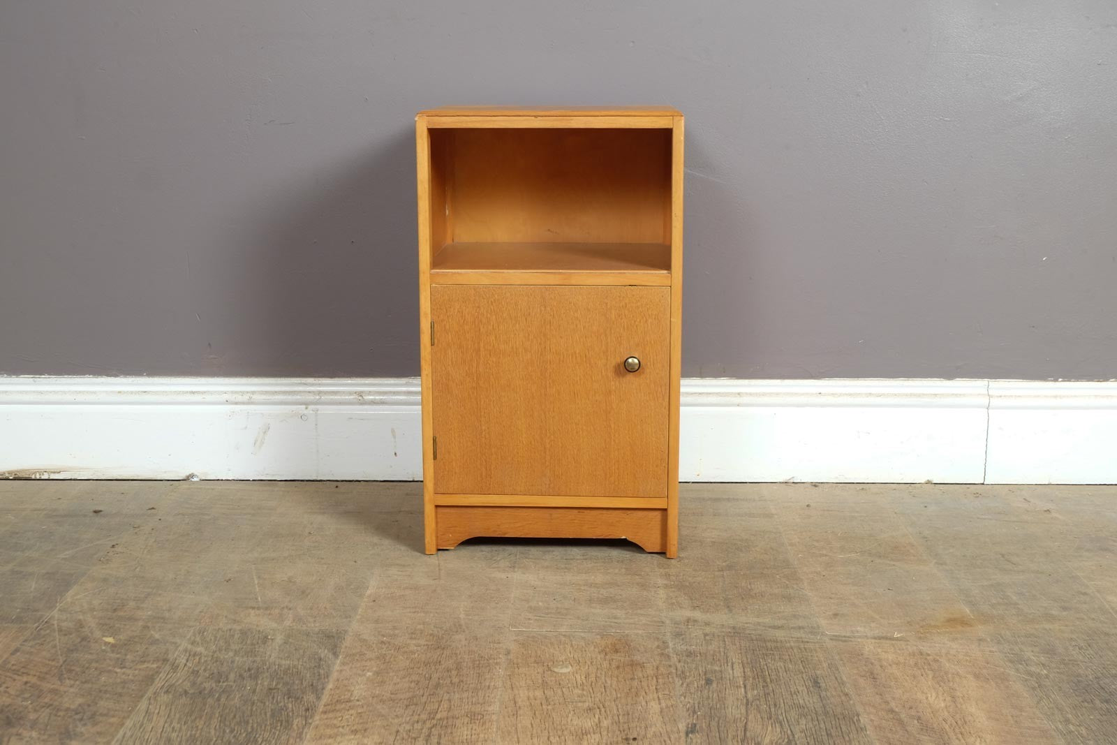 Vintage Retro Light Oak Bedside Table