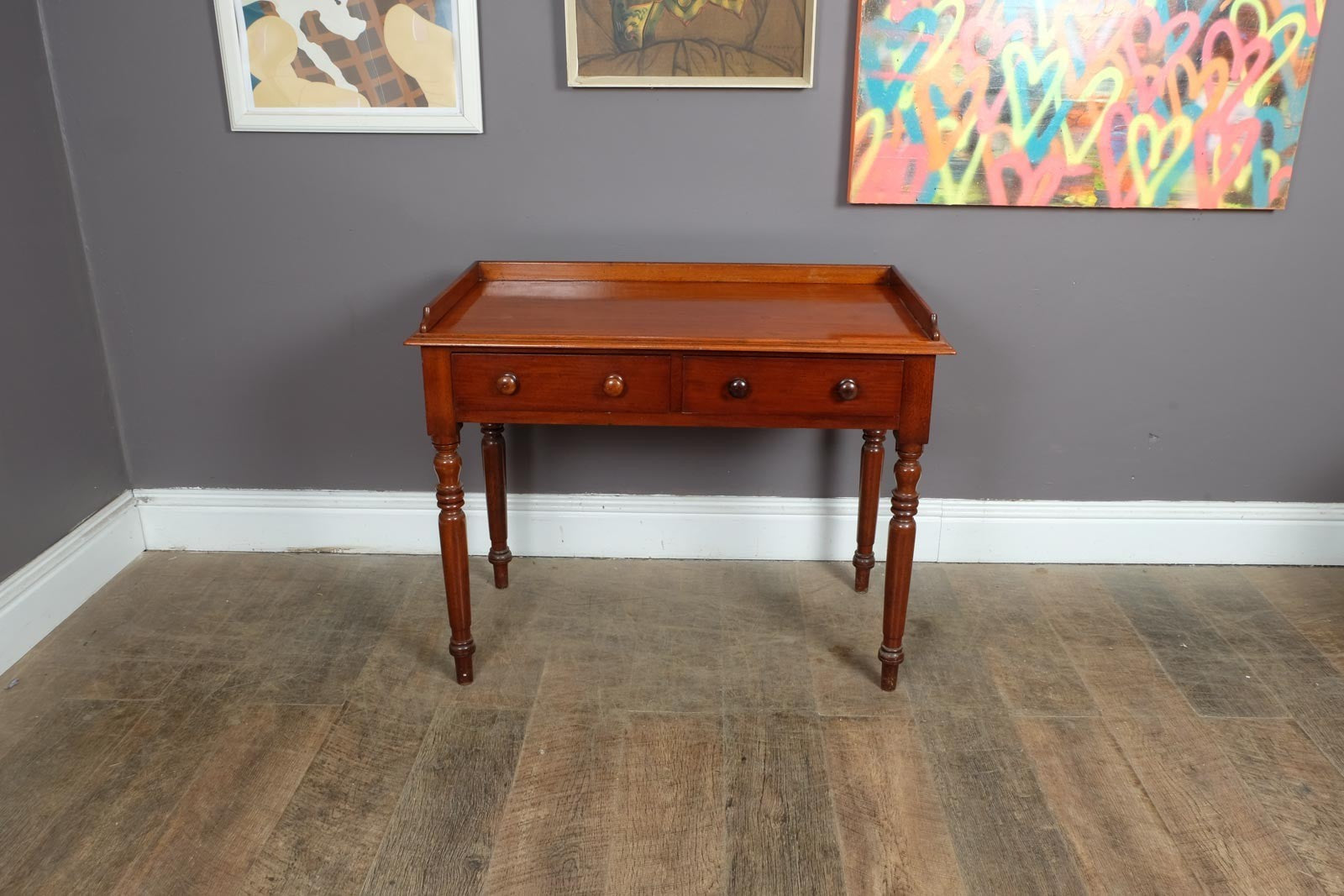 Vintage Retro Victorian Mahogany Writing Desk Console Table