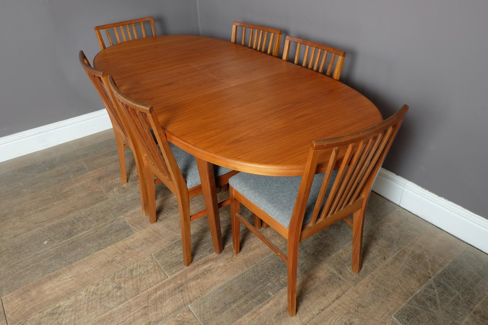 Vintage Oval Teak Extending Dining Table and 6 Vanson Chairs
