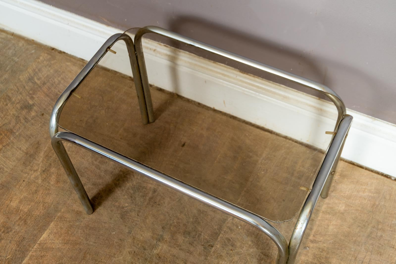 Vintage Retro Chrome and Glass Side Table
