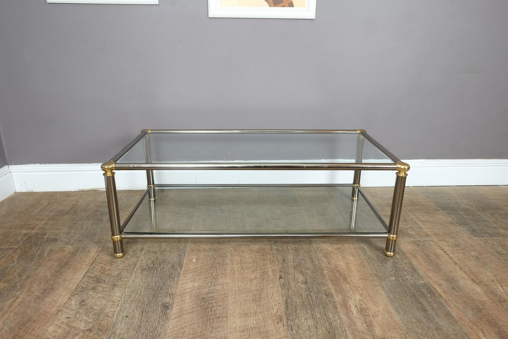 Vintage Retro Chrome and Brass 1970s Coffee Table