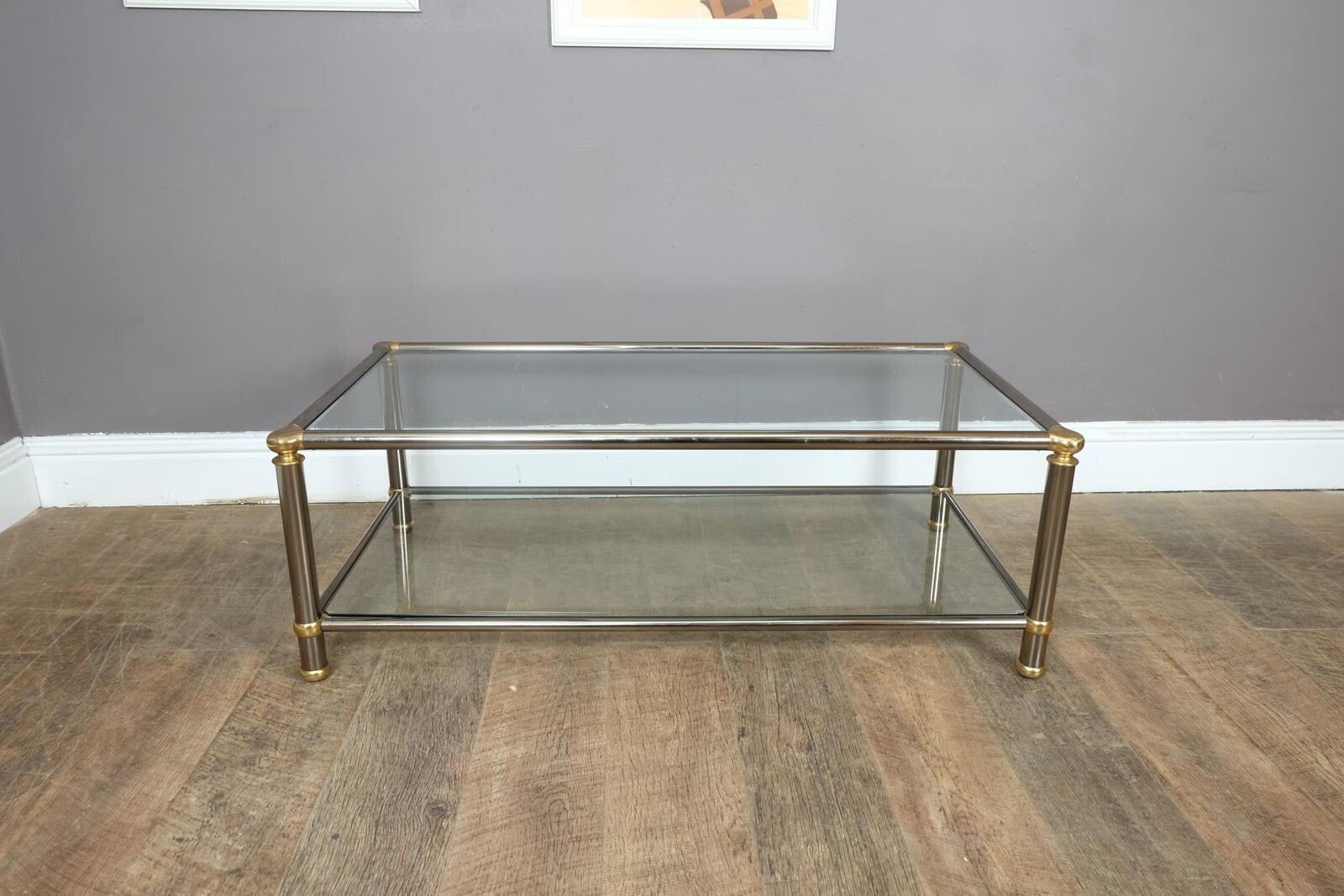 Vintage Retro Chrome and Brass 1970s Coffee Table