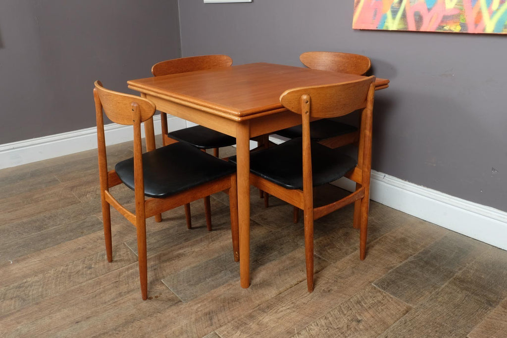 Vintage Small Danish Teak Extending Dining Table and 4 Chairs