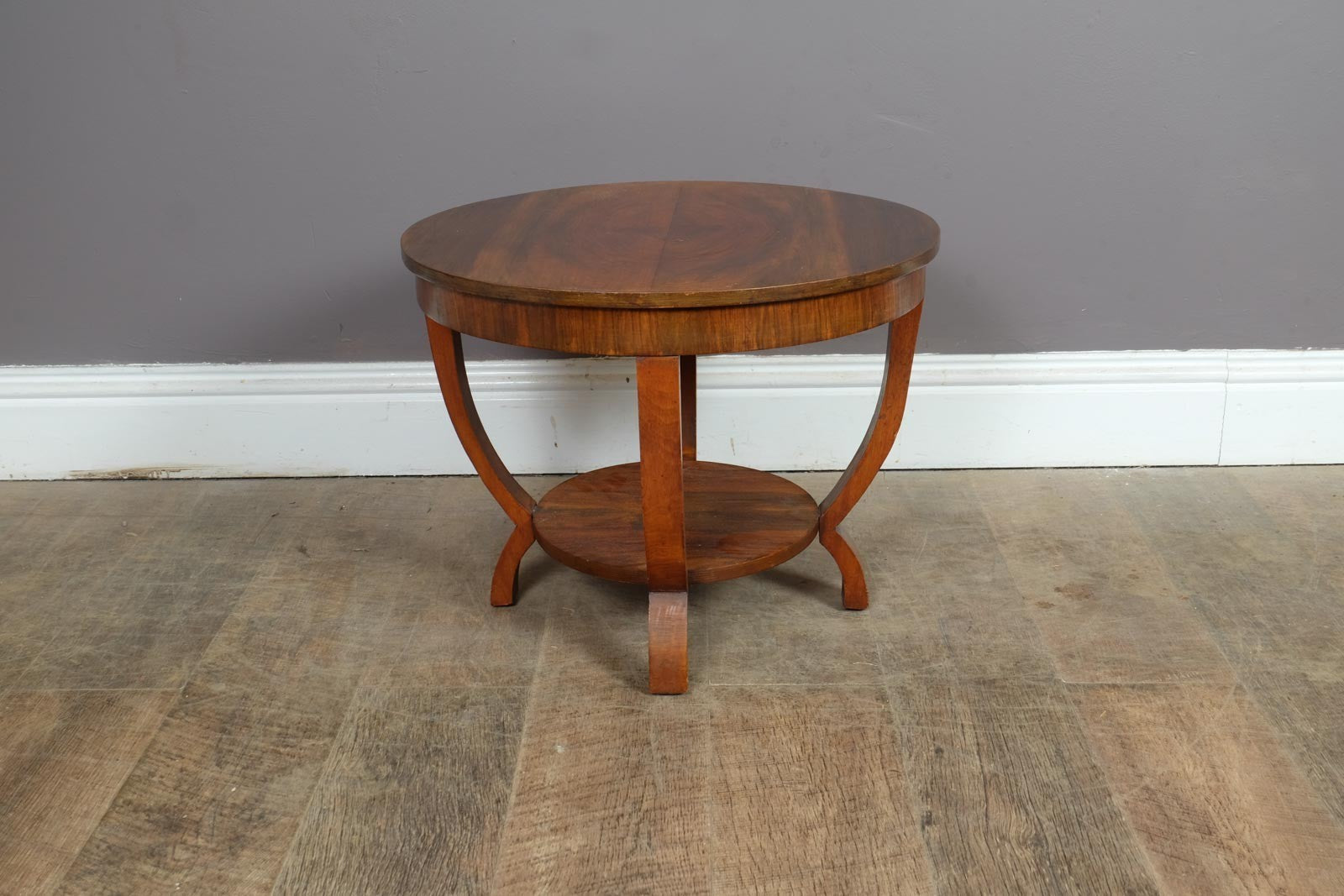 Antique Art Deco Figured Walnut Side Table