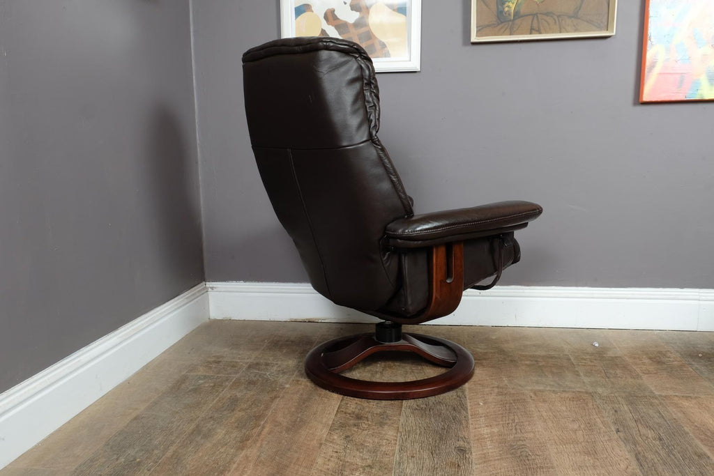 Vintage Retro Dark Brown Reclining Armchair