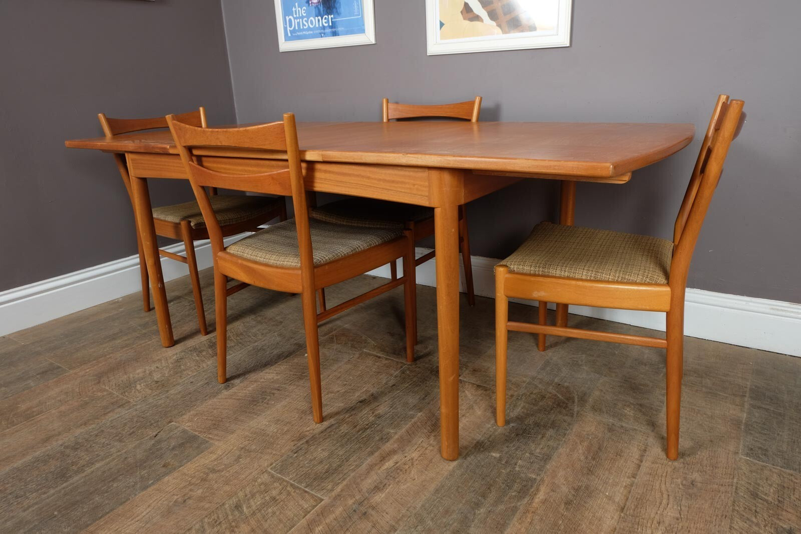 Vintage Mid Century Teak Extending Dining Table an 4 Chairs by Beithcraft