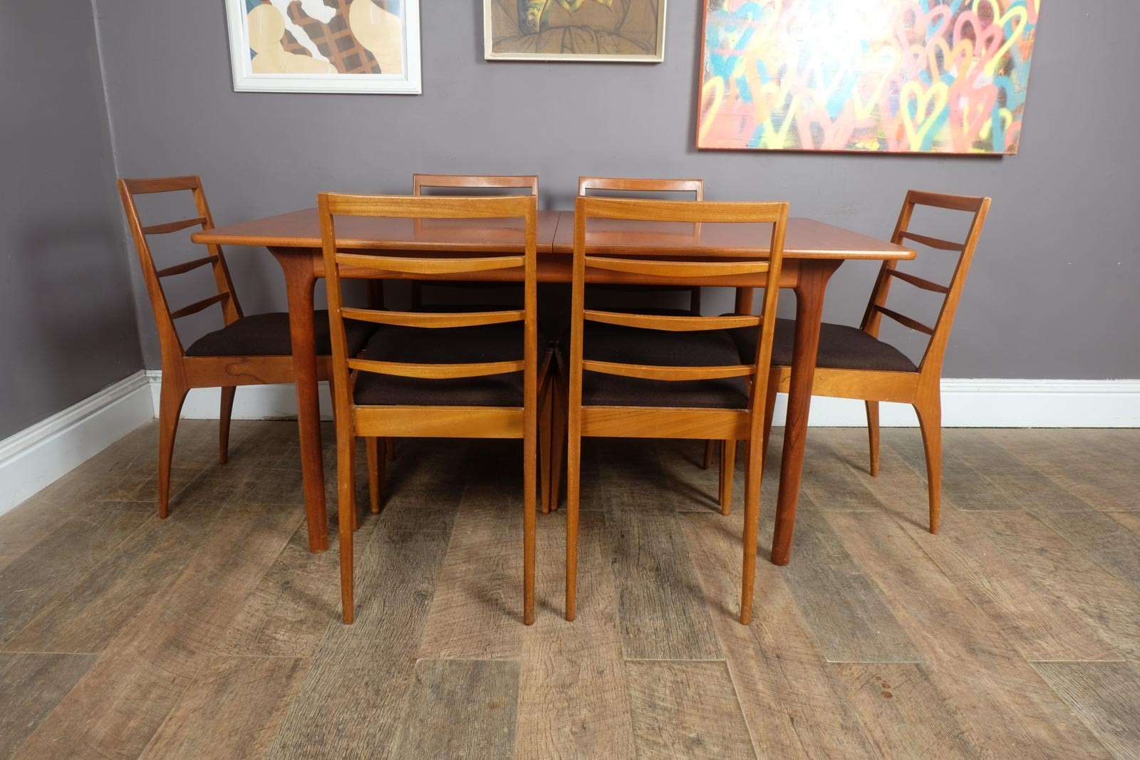 Vintage Retro Mid Century eak Extending Dining Table and 6 Chairs
