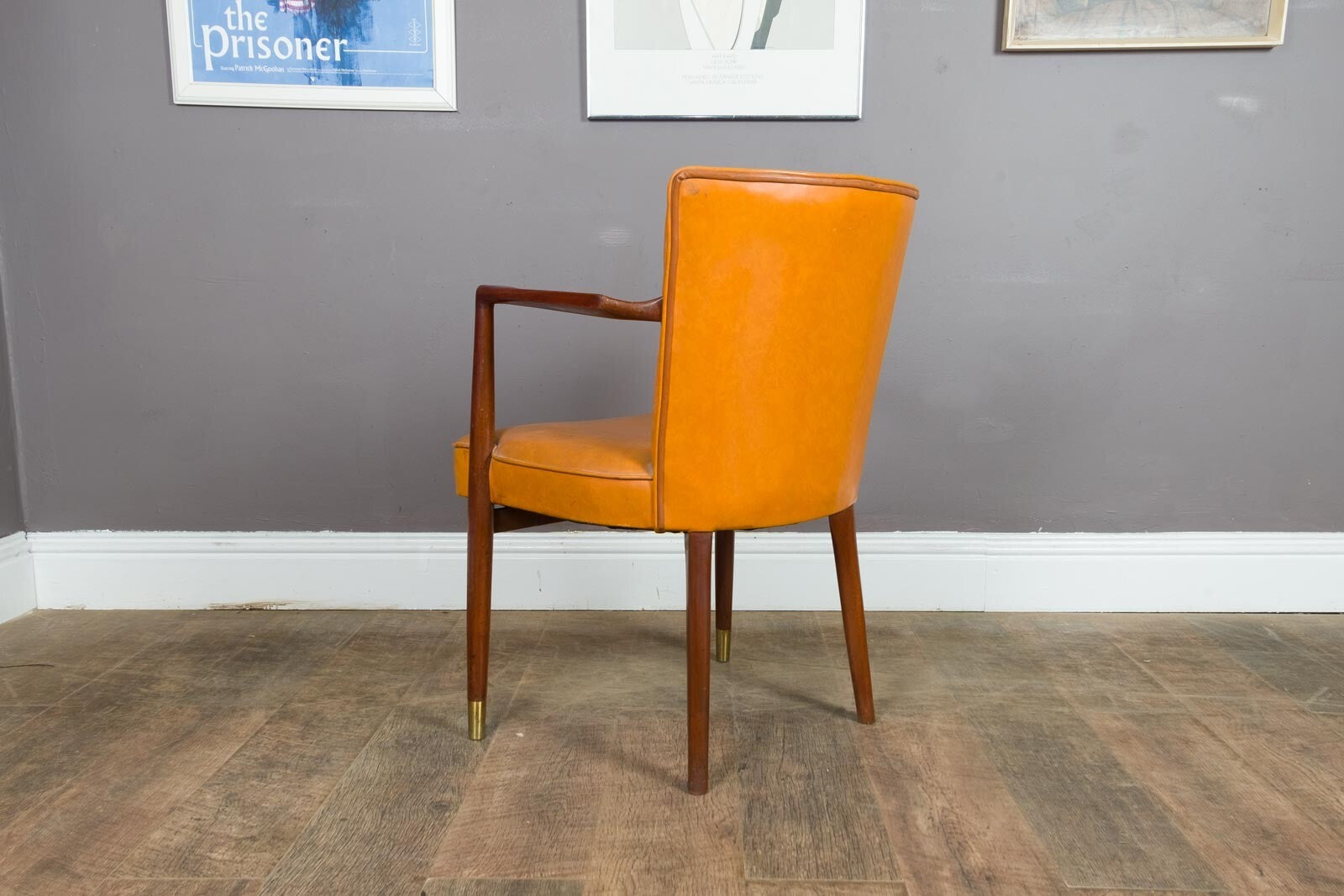 Vintage Retro Teak and Vinyl Side Chair