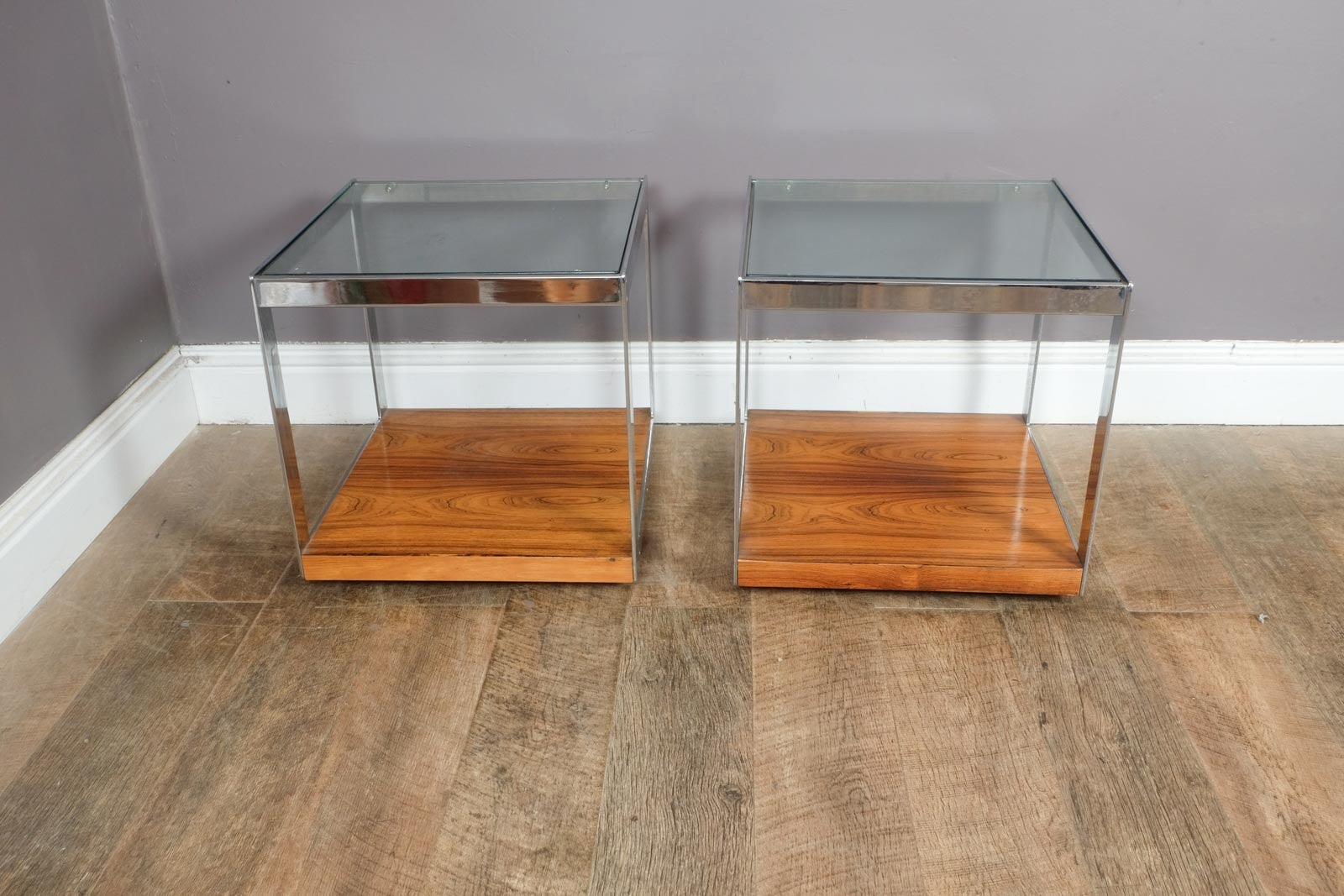 Vintage Retro Merrow Associates Chrome and Rosewood Sidetable