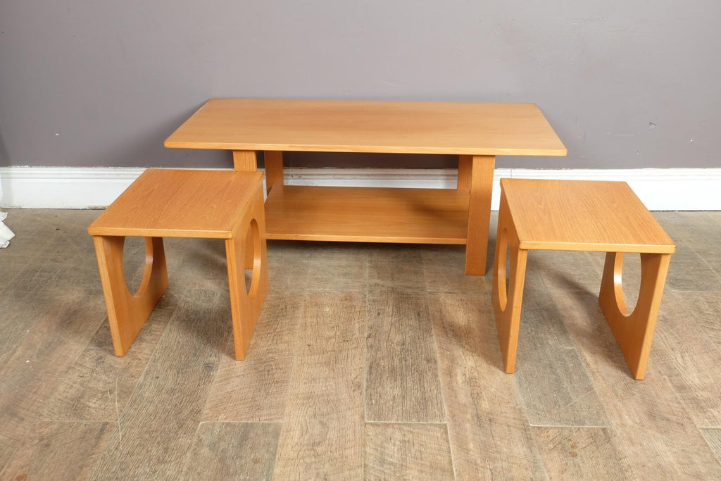 Vintage Retro Light Teak Nest of 3 Tables