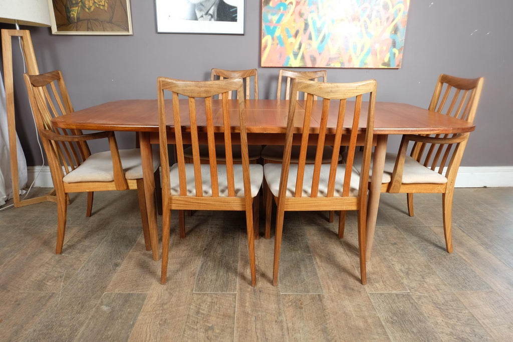 Vintage Retro G Plan Oval Teak DIning Table and 6 High Back Chairs