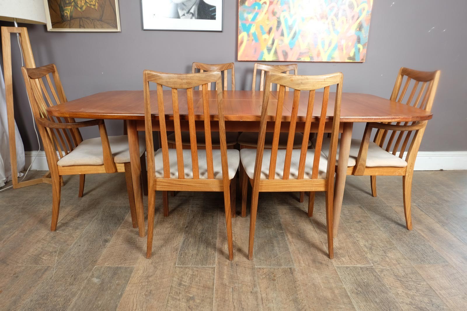 Vintage Retro G Plan Oval Teak DIning Table and 6 High Back Chairs
