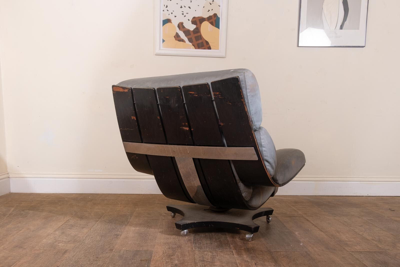 Vintage Retro G Plan Housemaster Arm Chair in Grey Leather