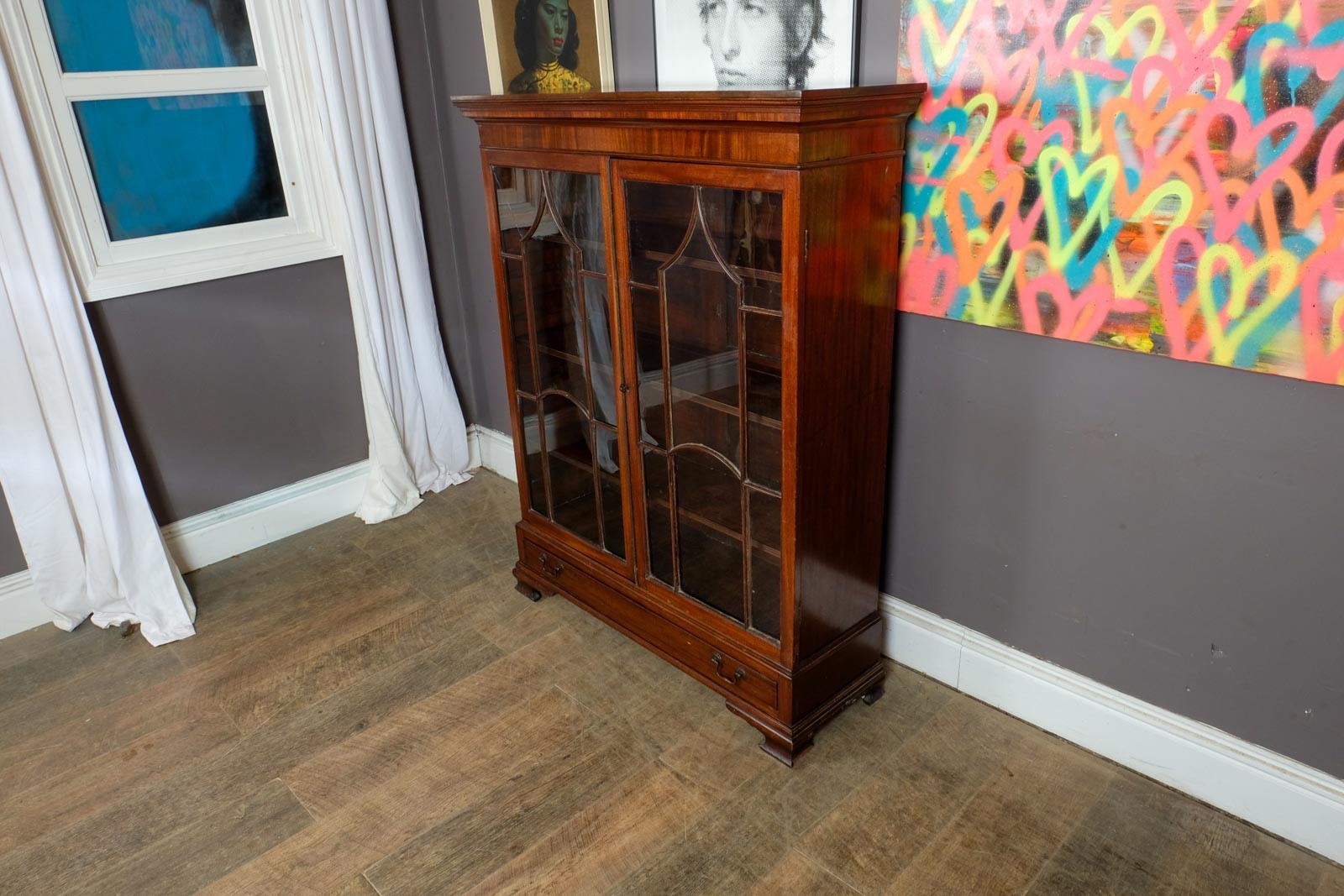 Vintage Retro Antique Mahogany Glazed Display Cabinet