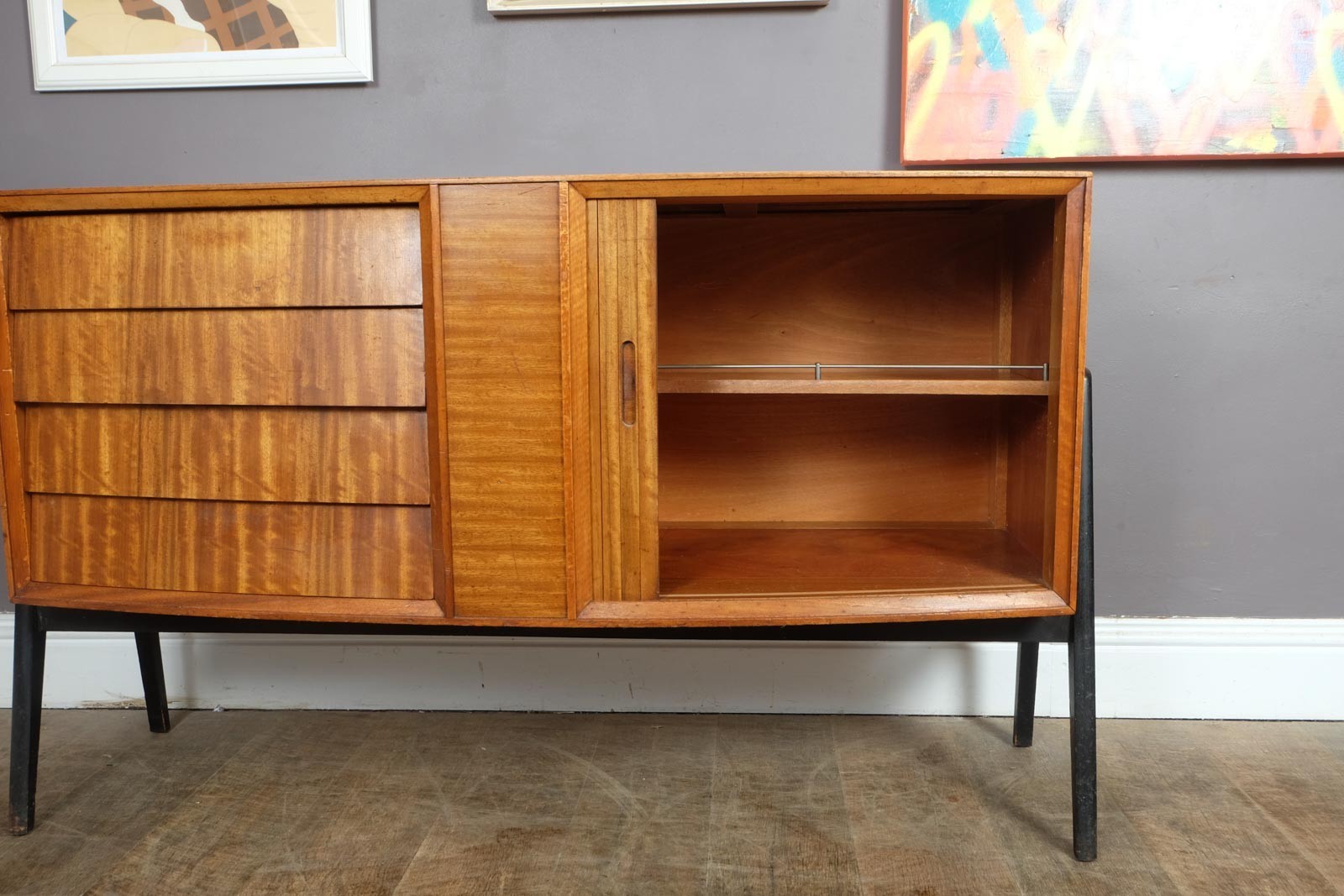 Vintage Mid Century Zebrano Teak Sideboard by Herbert Gibbs