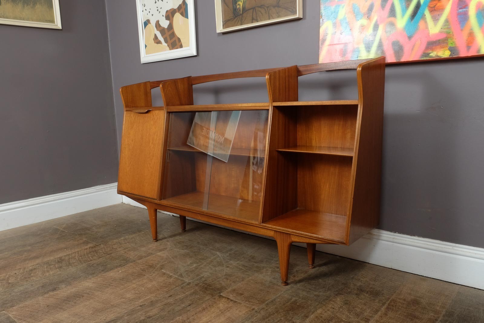 Vintage Mid Century Glazed Teak Bookcase by McIntosh