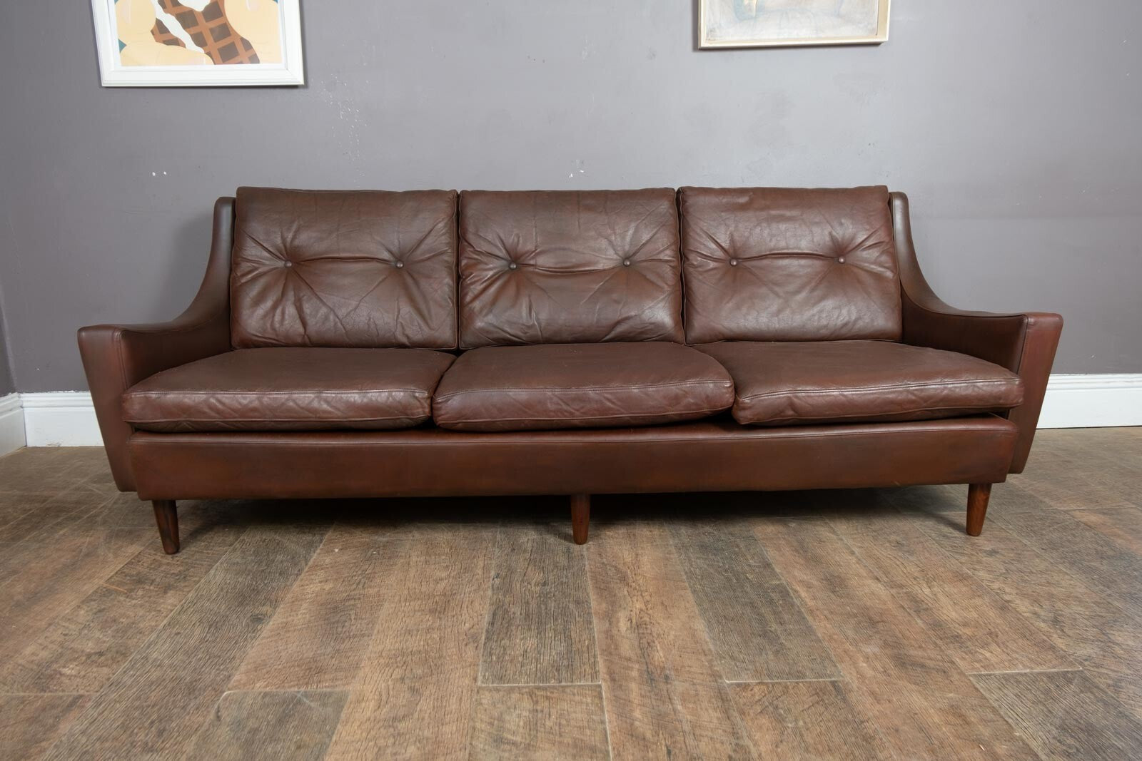 Vintage Georg Thams Vejen Brown Leather Sofa