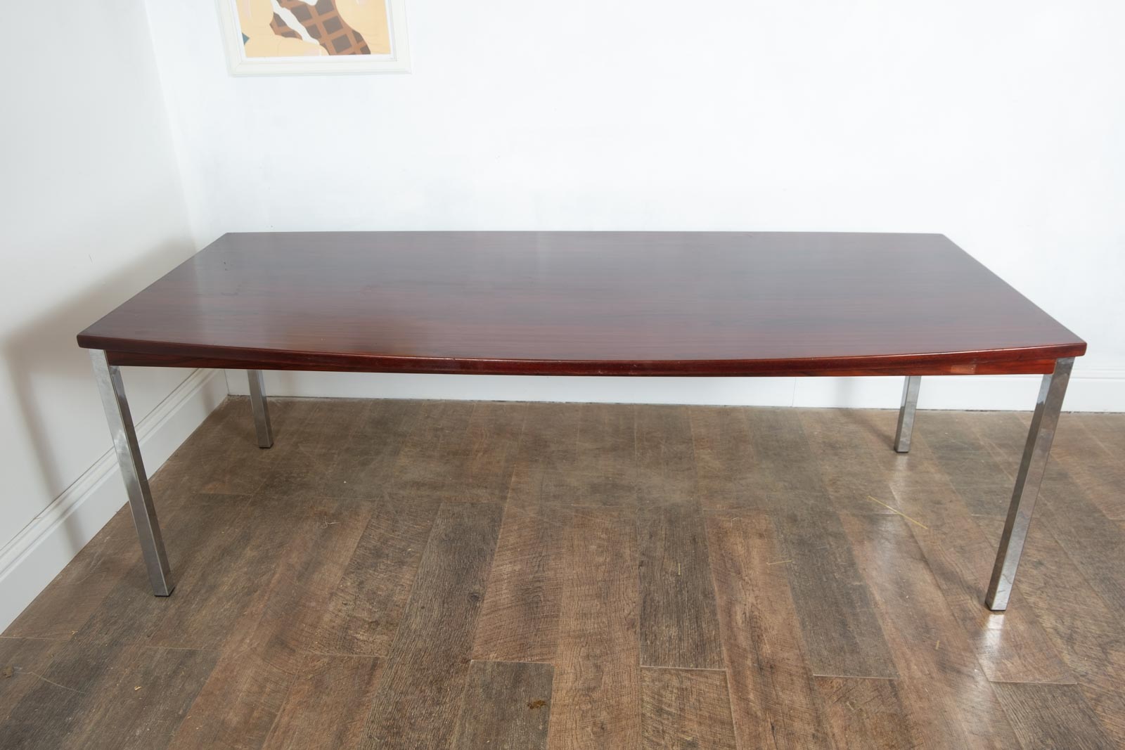 Vintage Large Rosewood and Chrome Dining Table