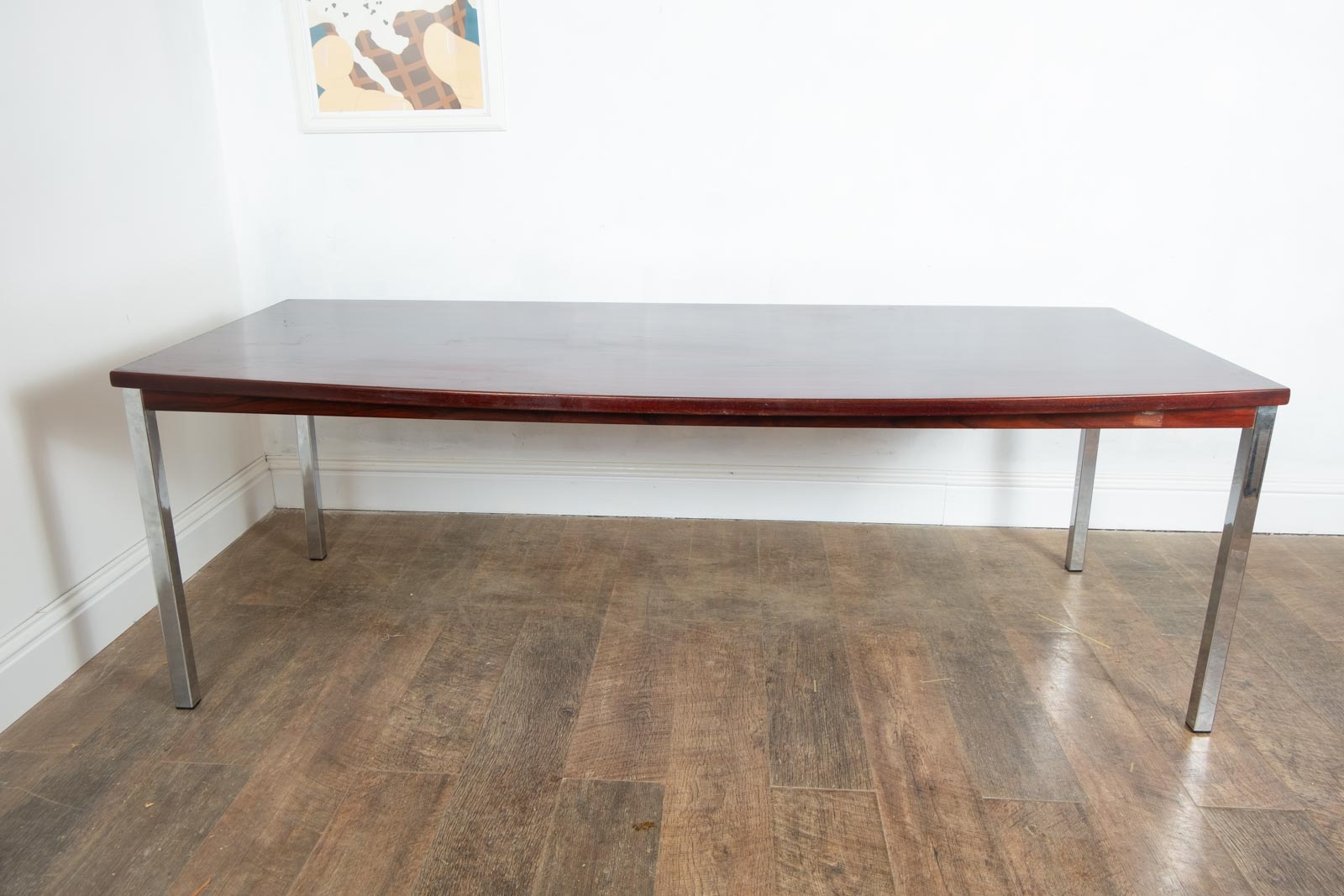 Vintage Large Rosewood and Chrome Dining Table