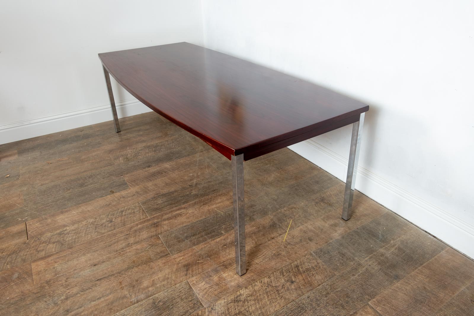 Vintage Large Rosewood and Chrome Dining Table