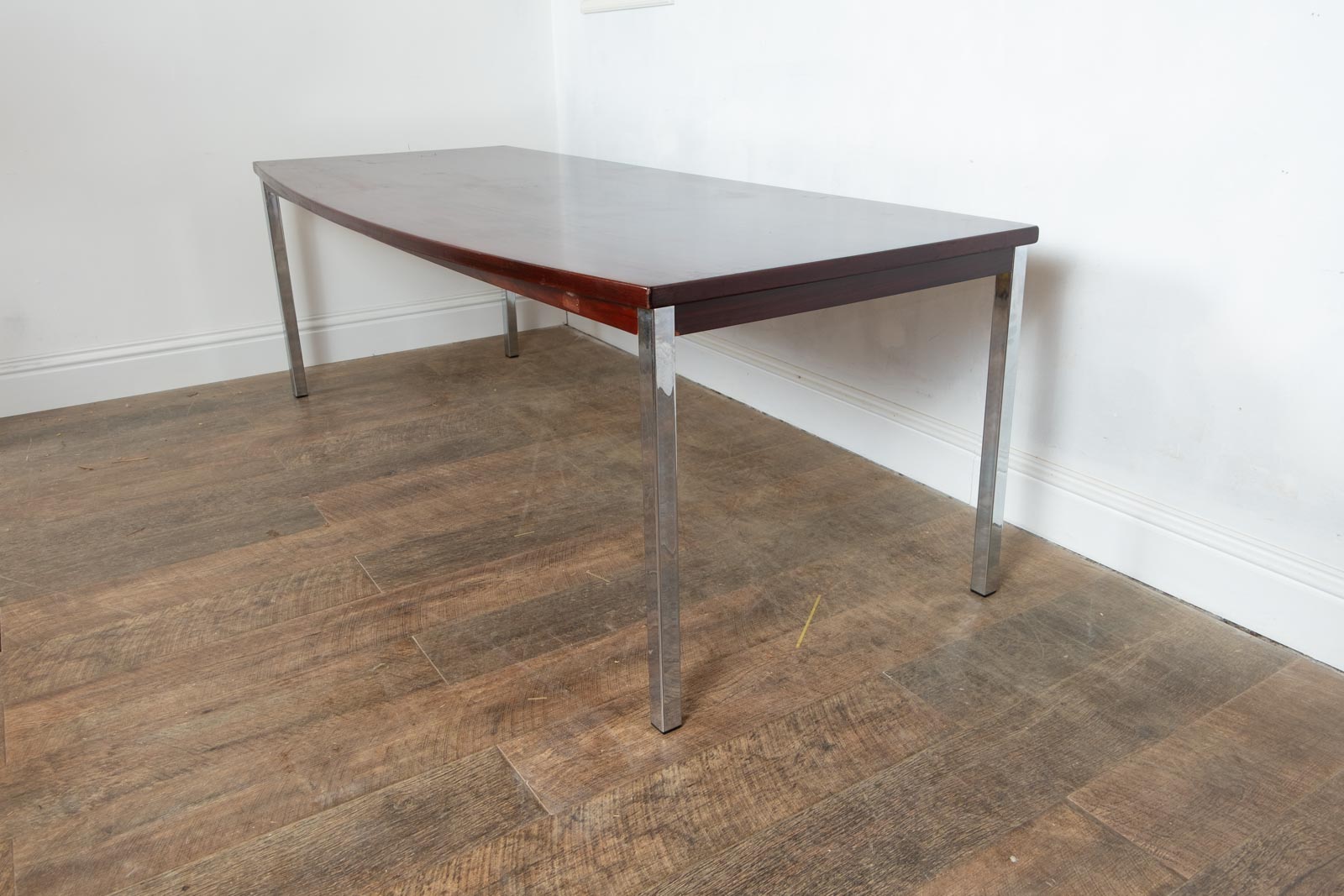 Vintage Large Rosewood and Chrome Dining Table