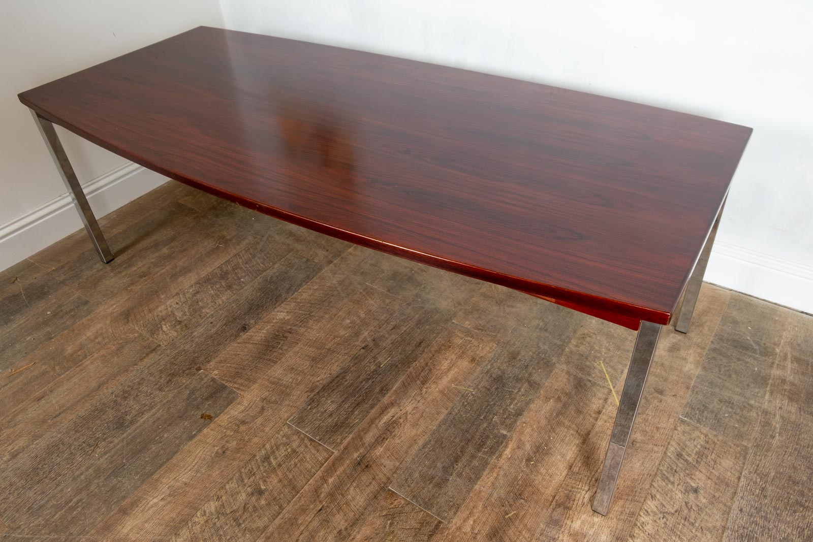 Vintage Large Rosewood and Chrome Dining Table