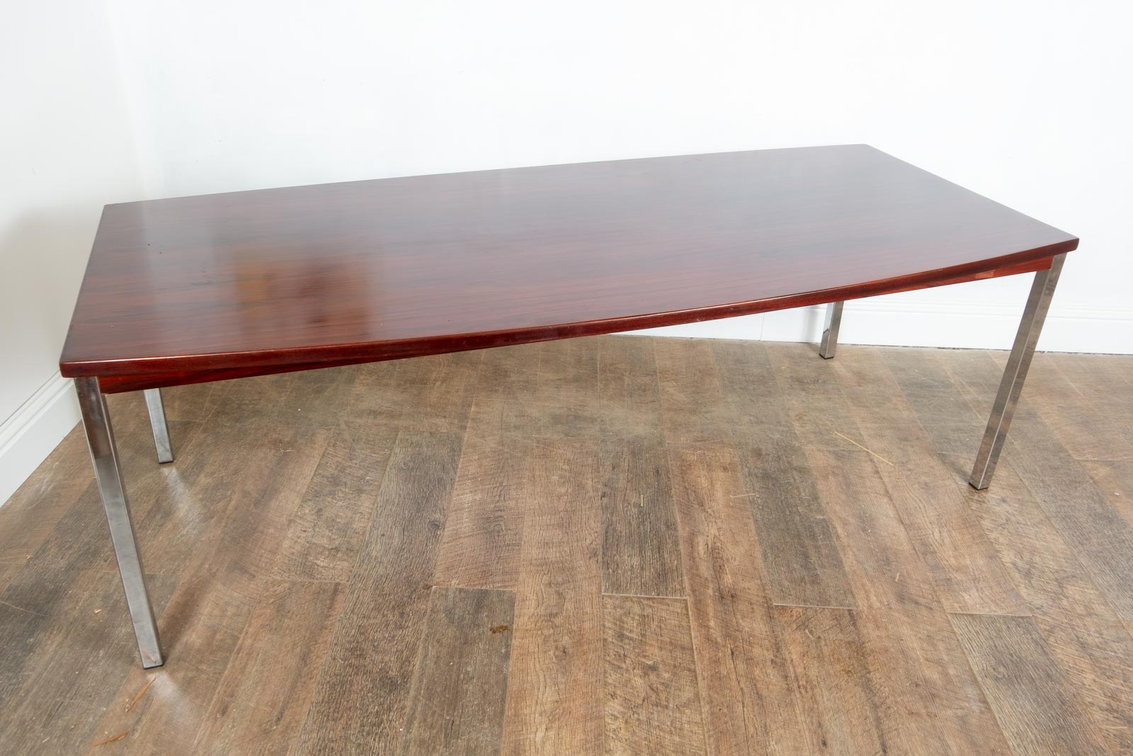 Vintage Large Rosewood and Chrome Dining Table