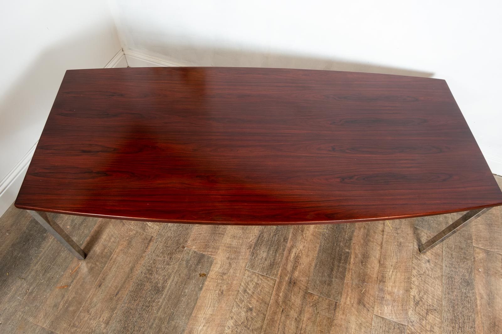 Vintage Large Rosewood and Chrome Dining Table