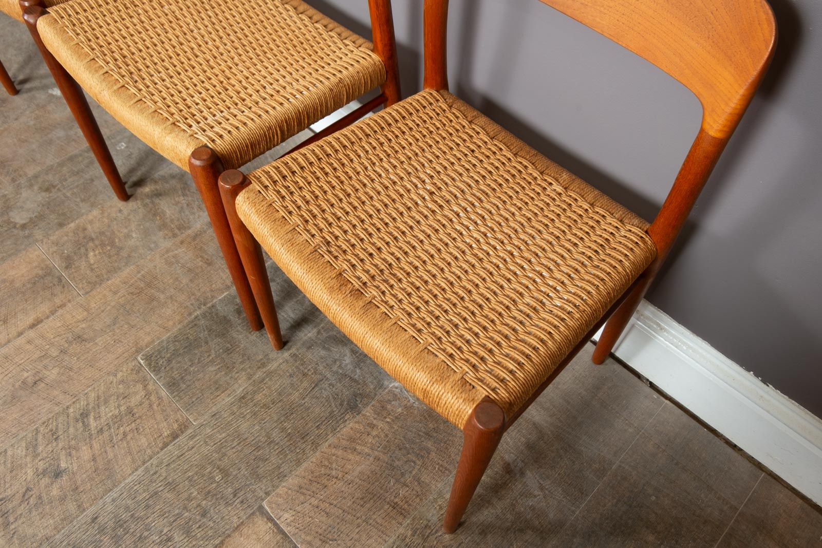 Vintage Set of Six Danish Dining Chairs by Niels Moller, Model 75