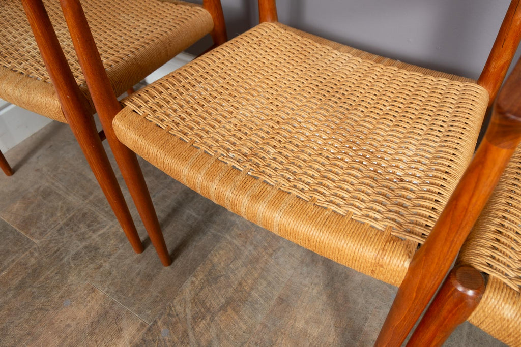 Vintage Set of Six Danish Dining Chairs by Niels Moller, Model 75, Model 56