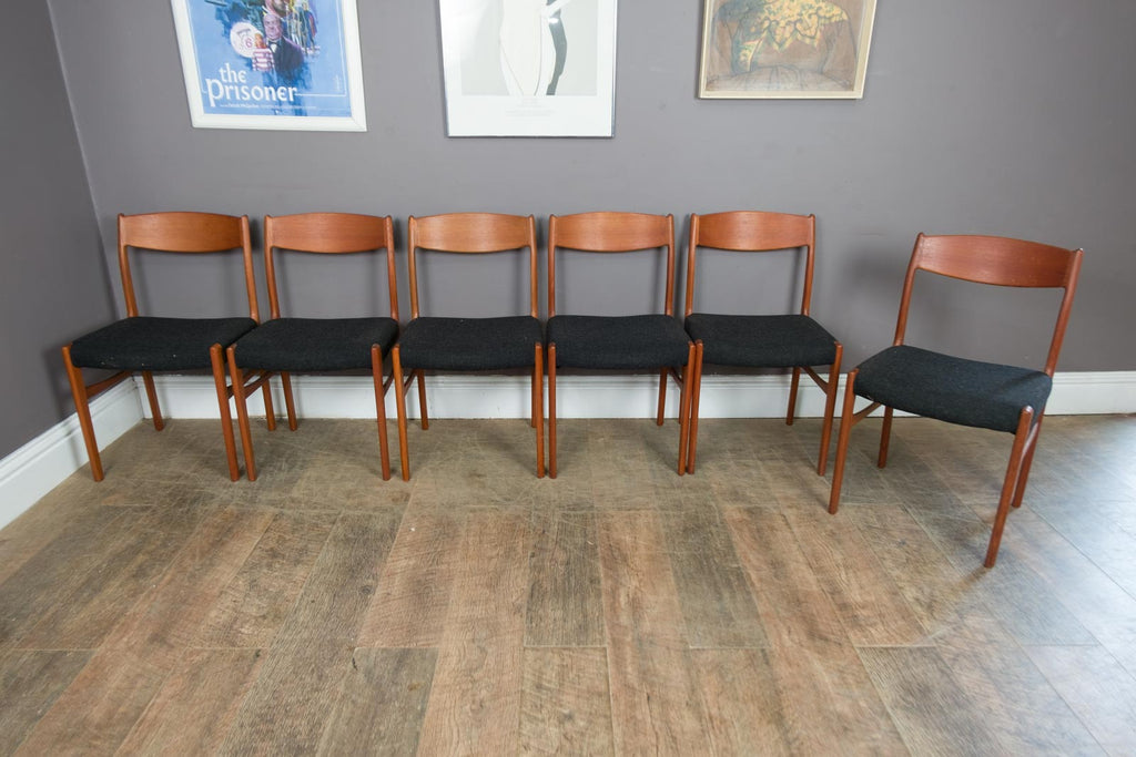 Set of 6 Mid Century Teak Dining Chairs by Glyngore