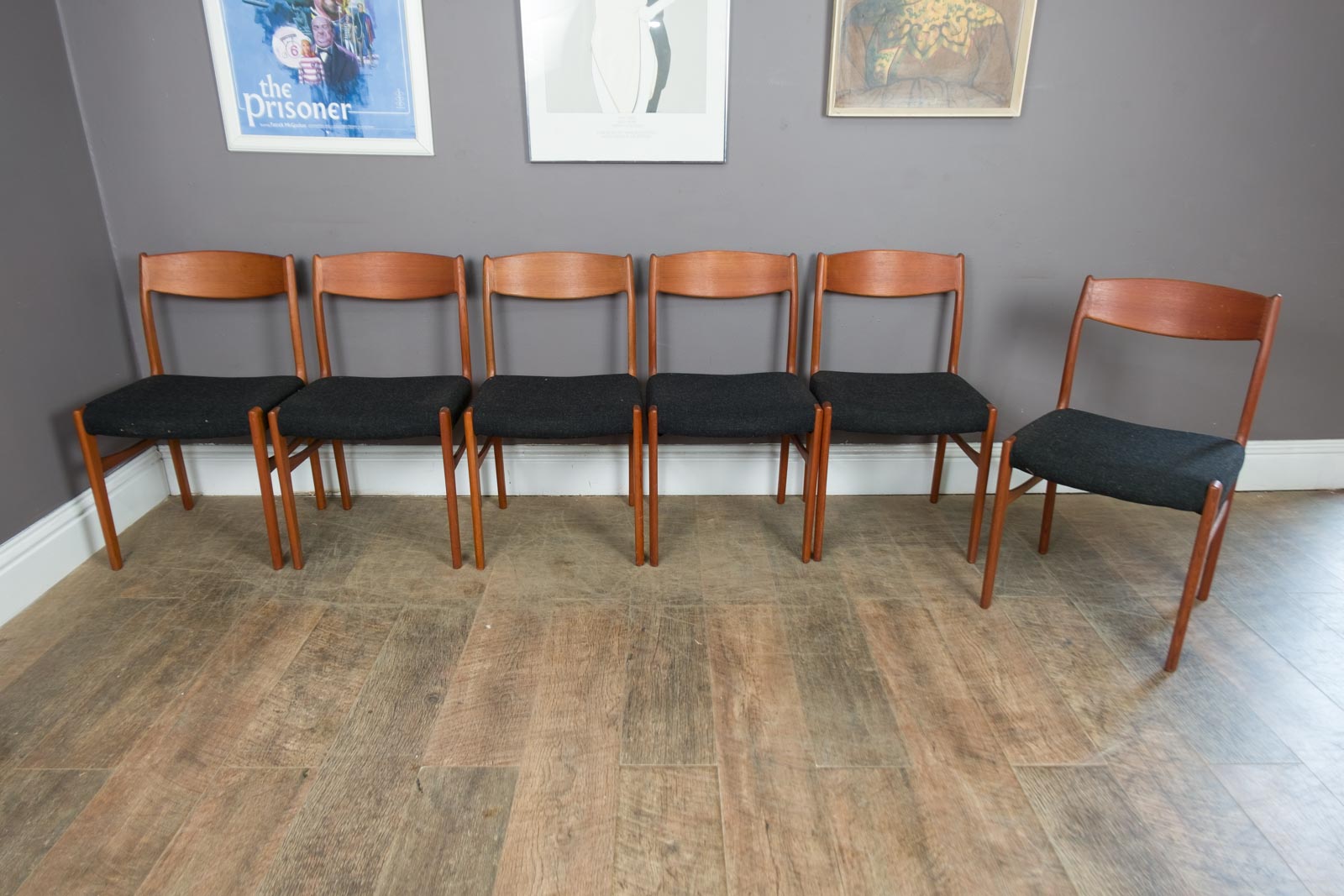 Set of 6 Mid Century Teak Dining Chairs by Glyngore
