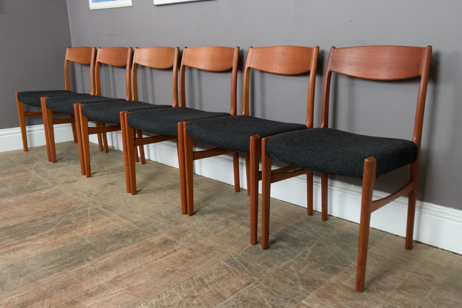 Set of 6 Mid Century Teak Dining Chairs by Glyngore