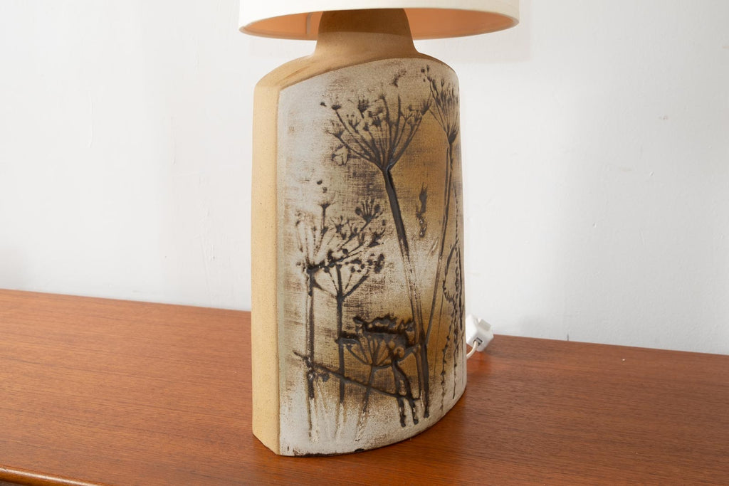 Vintage Retro Large Tremaen Pottery Lamp Cow Parsley Lamp